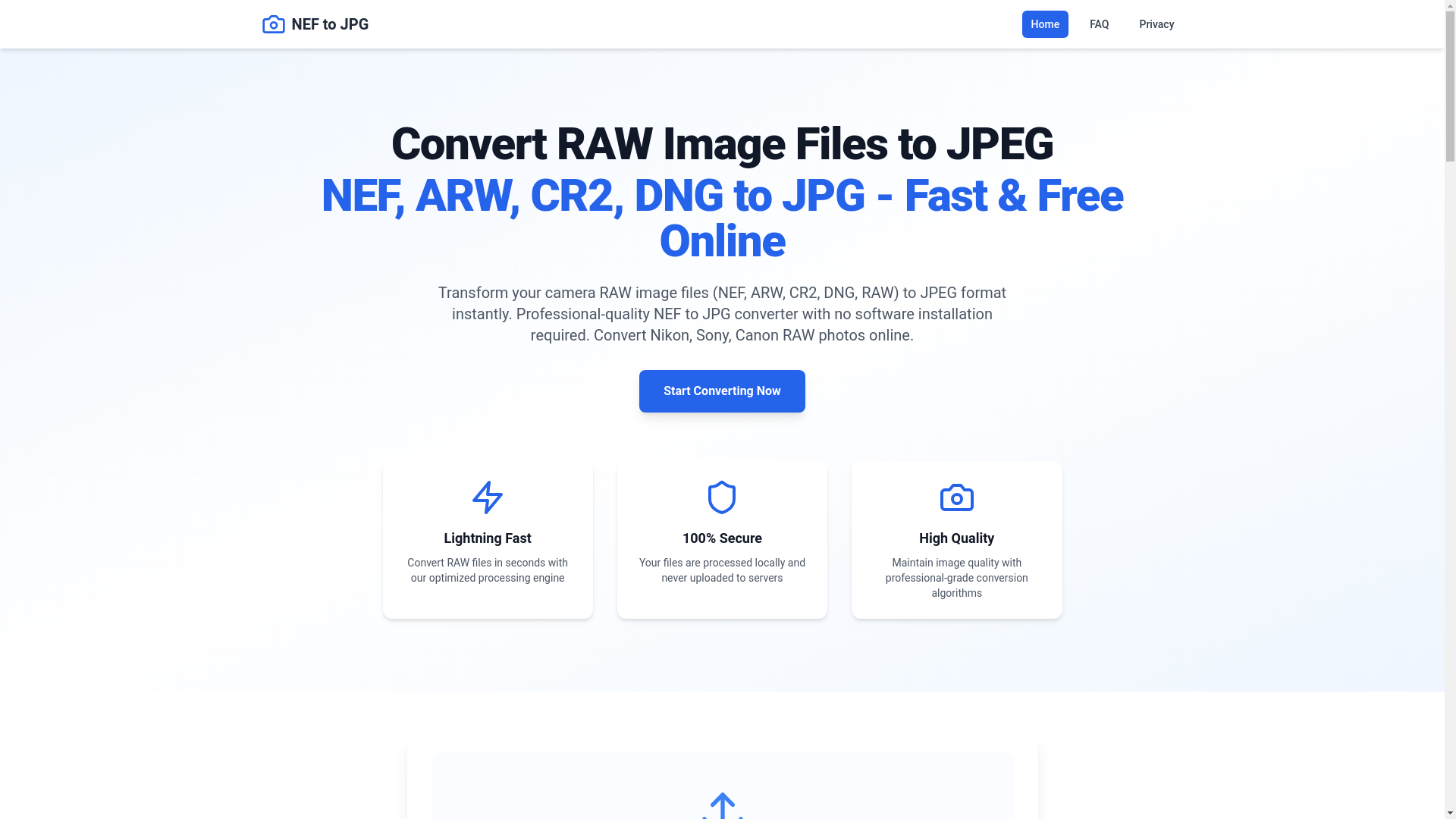 website screenshot of https://nef-to-jpg.pages.dev/