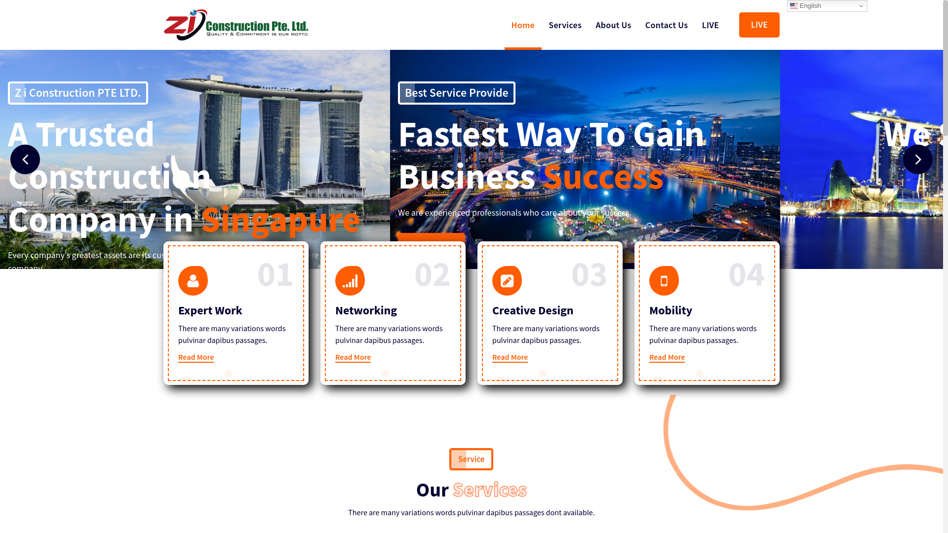 website screenshot of https://ziconstructions.com/