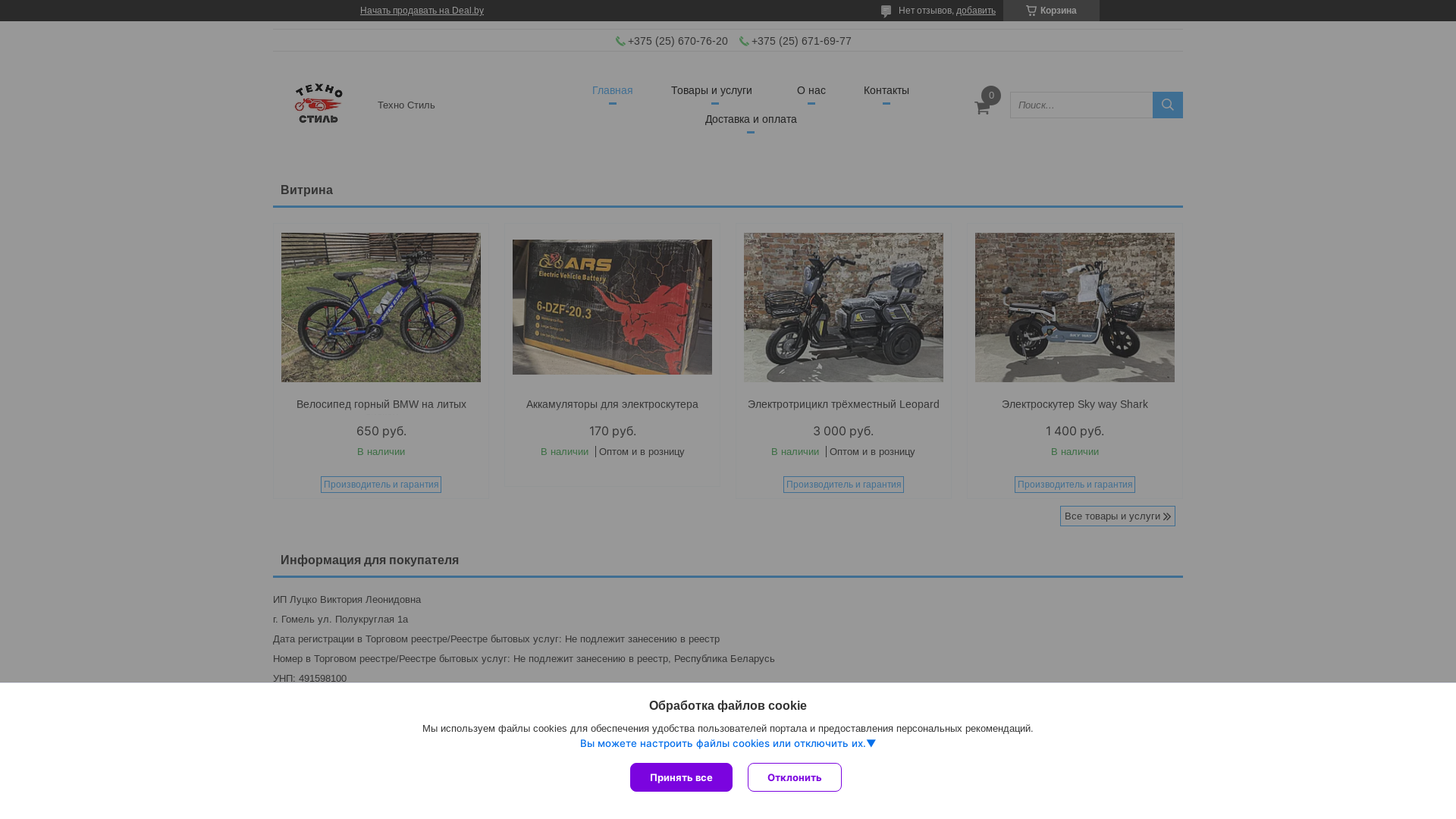 website screenshot of https://tehnostil.by/