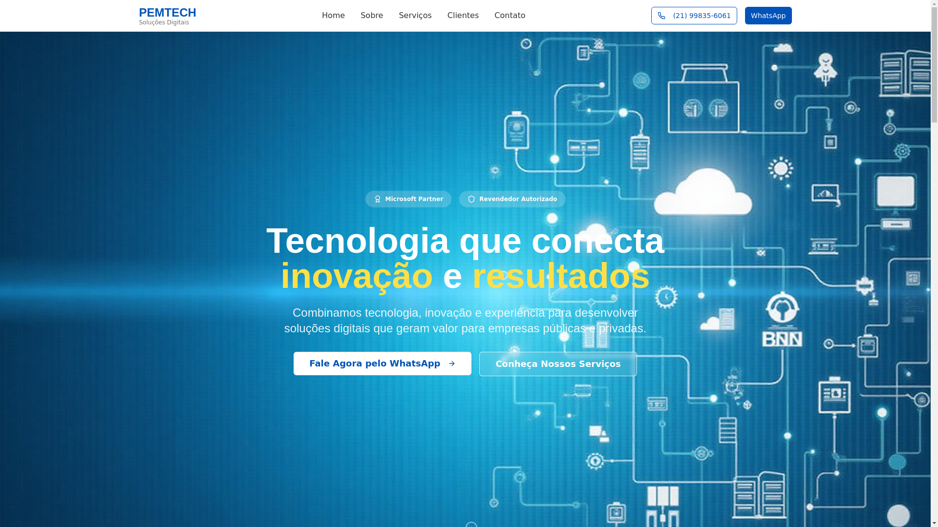 website screenshot of https://pemtech.com.br/