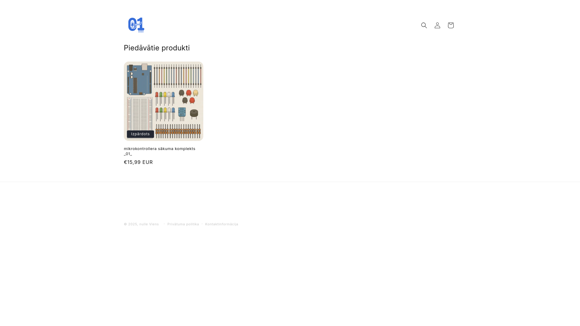website screenshot of https://nulleviens.lv/