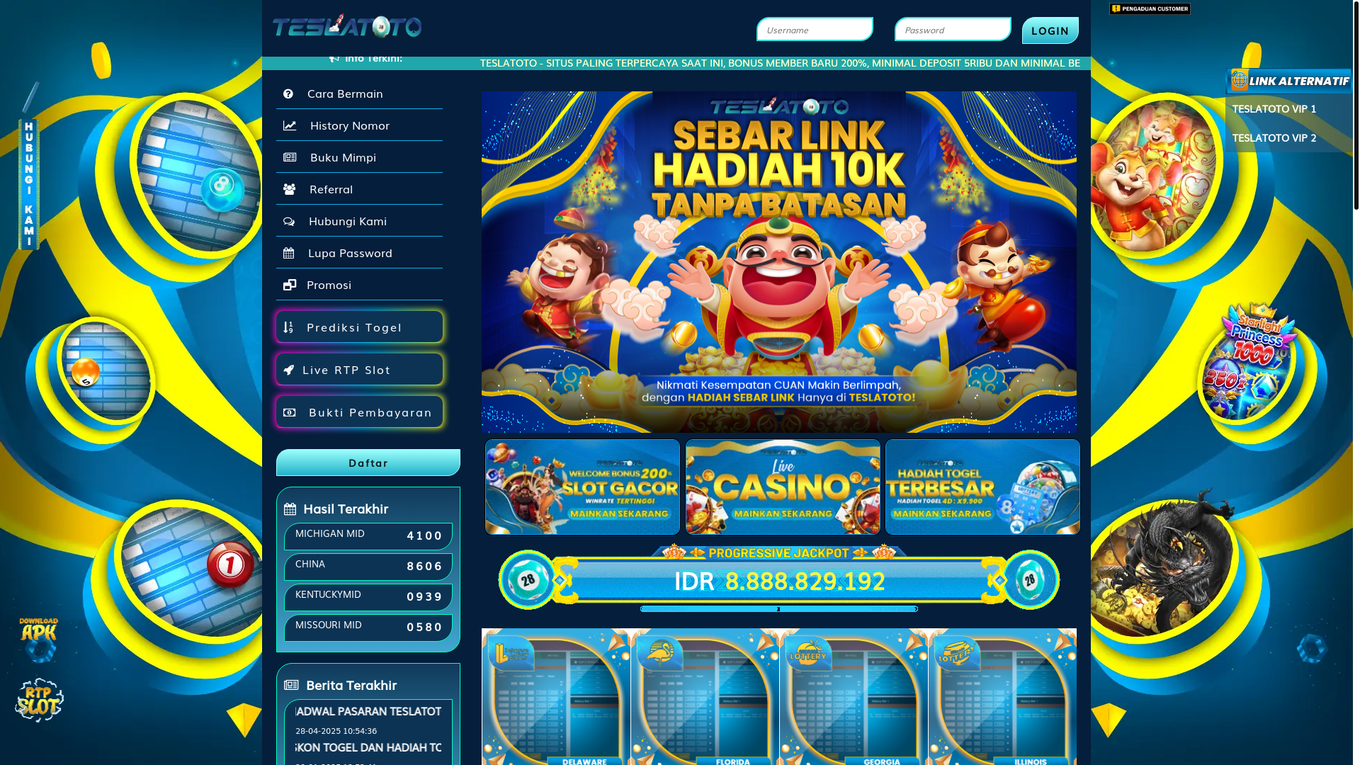 website screenshot of https://teslatoto588.com/