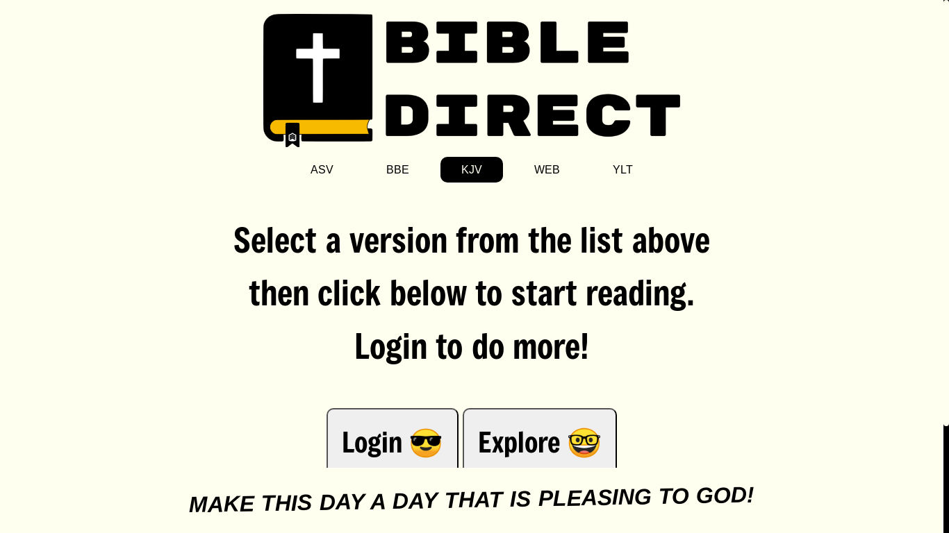 website screenshot of https://bibledirect.org/