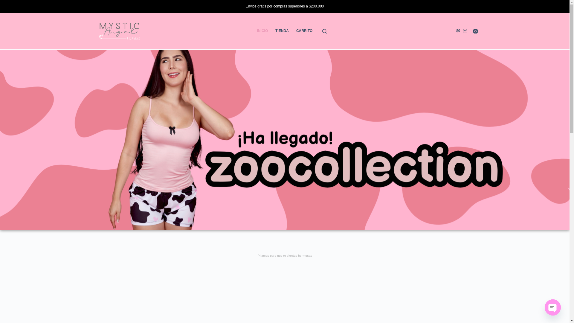 website screenshot of https://mysticangelpijamas.com/