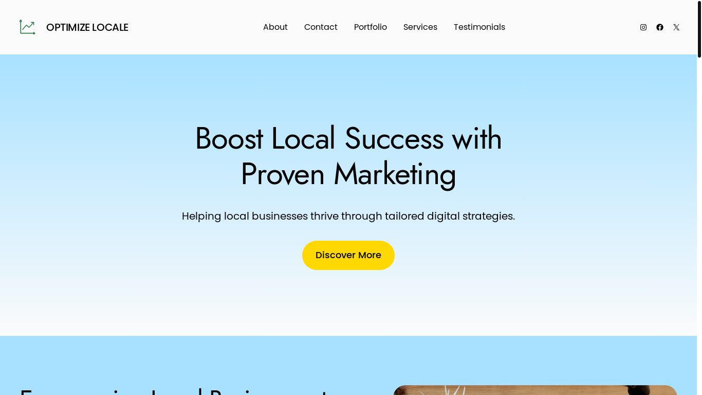 website screenshot of https://optimizelocale.com/