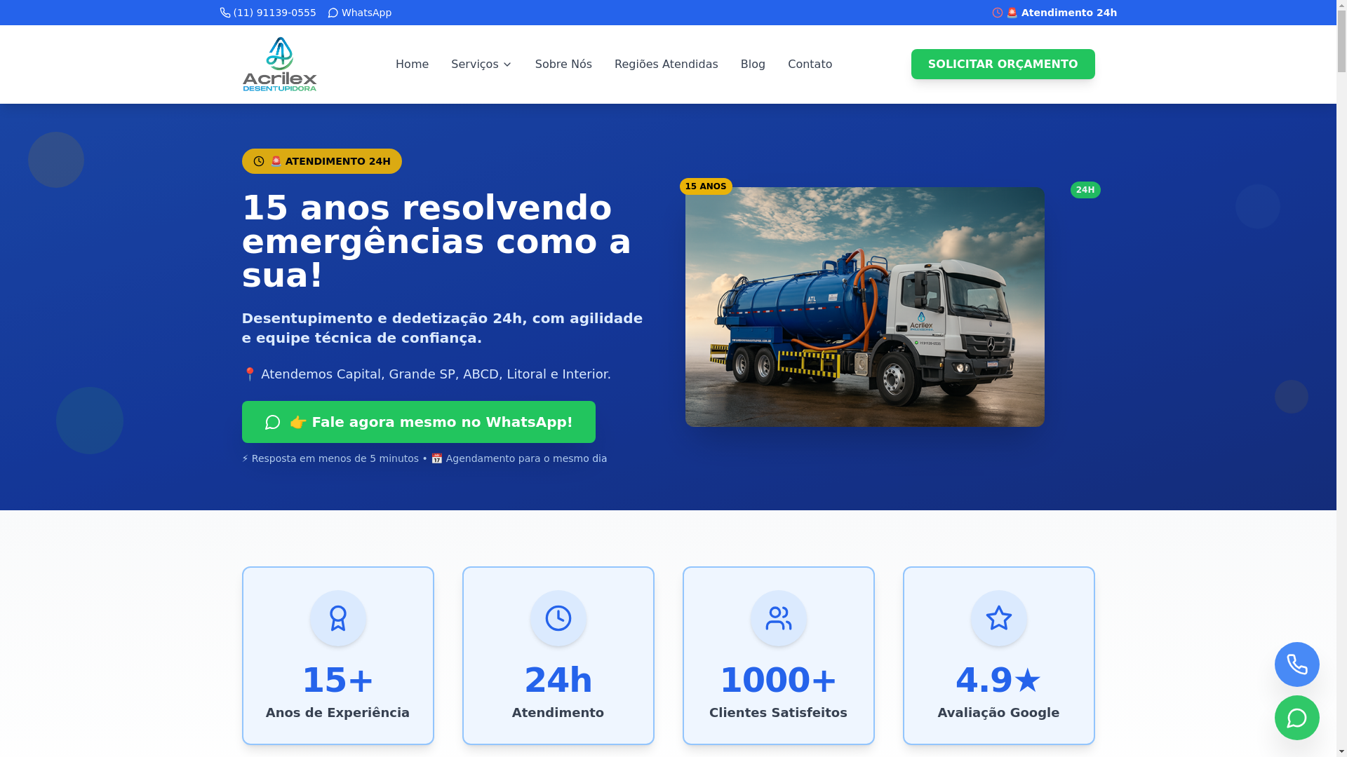 website screenshot of https://desentupidoraacrilex.com.br/