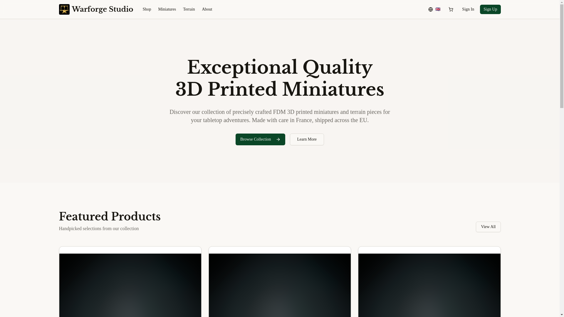 website screenshot of https://warforge-studio.com/