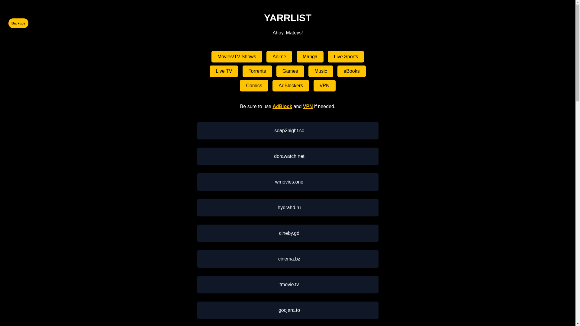 website screenshot of https://yarrlist.com/movies-and-tv-shows