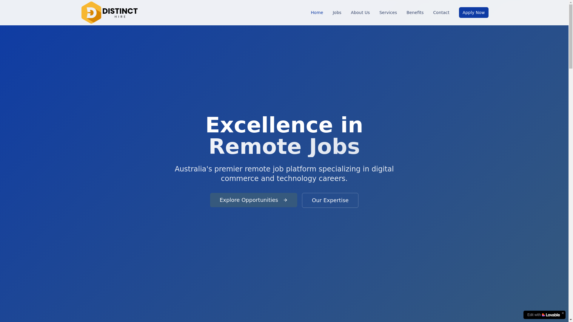 website screenshot of https://distincthire.com/