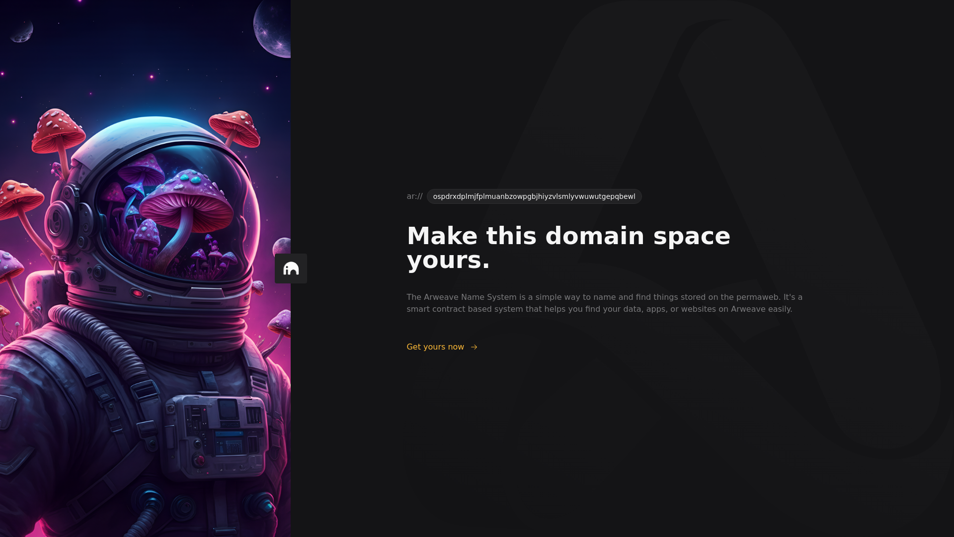 website screenshot of https://ospdrxdplmjfplmuanbzowpgbjhiyzvlsmlyvwuwutgepqbewl.arweave.net