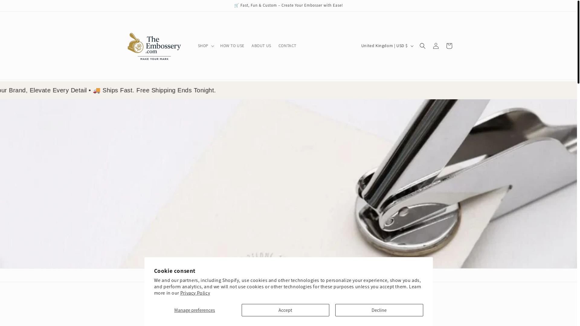 website screenshot of https://theembossery.com/