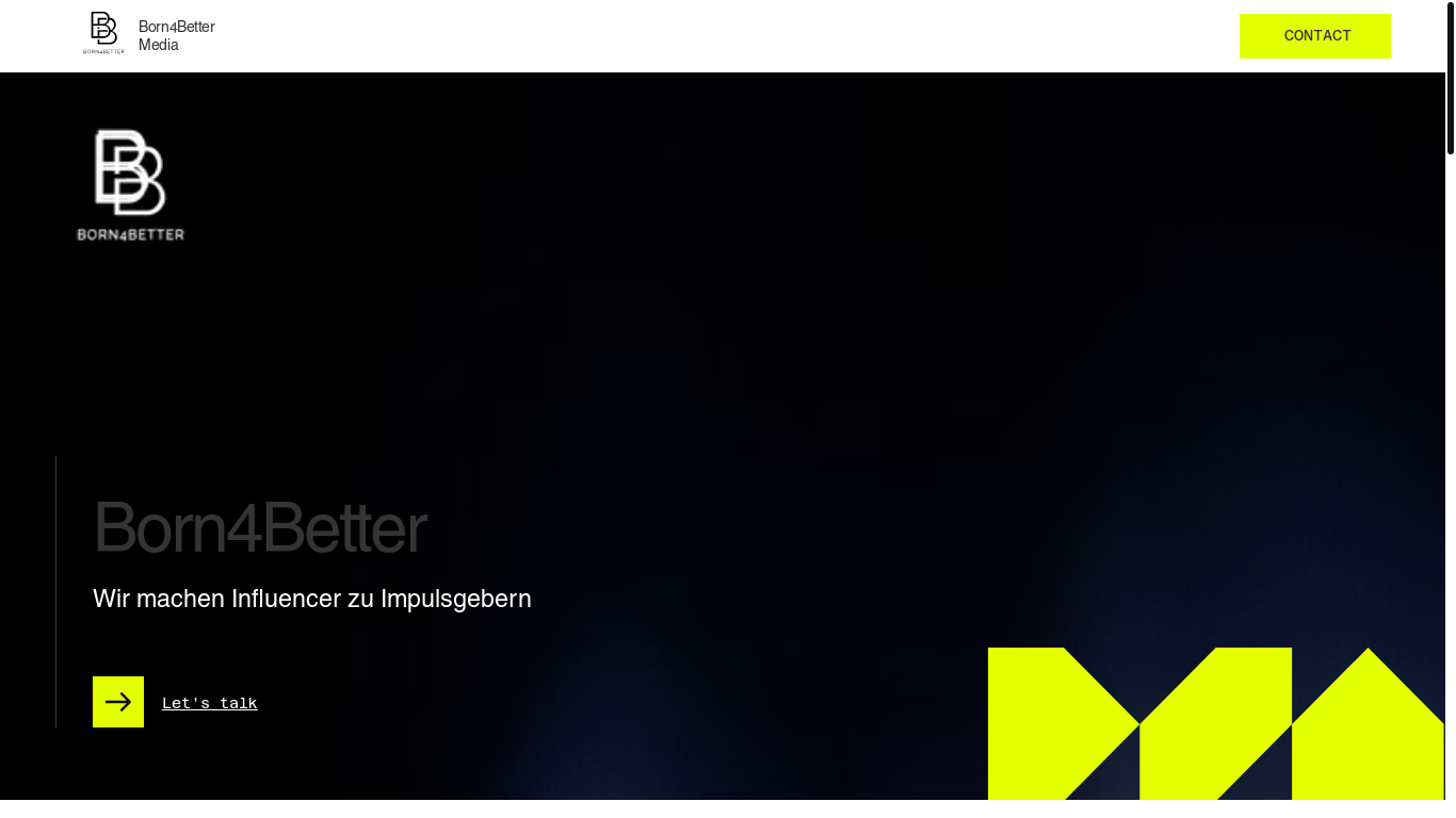 website screenshot of https://born4better.media/