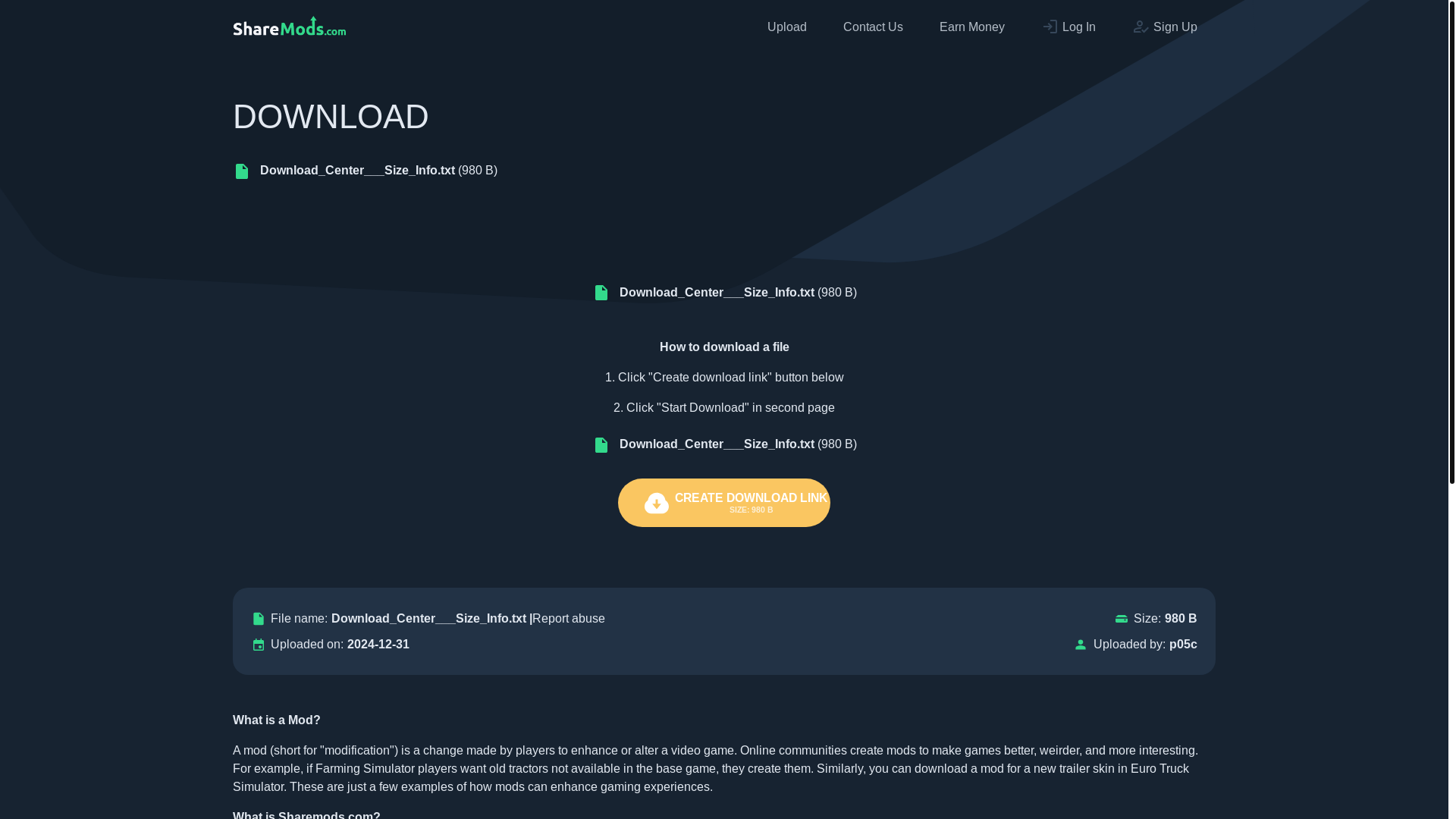 website screenshot of https://sharemods.com/a9xscvs33xqh/Download_Center___Size_Info.txt.html