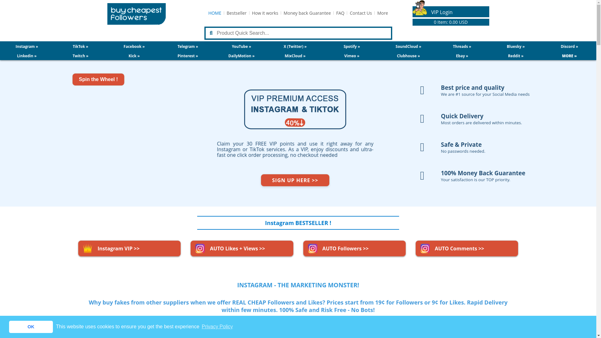 website screenshot of https://buycheapestfollowers.com