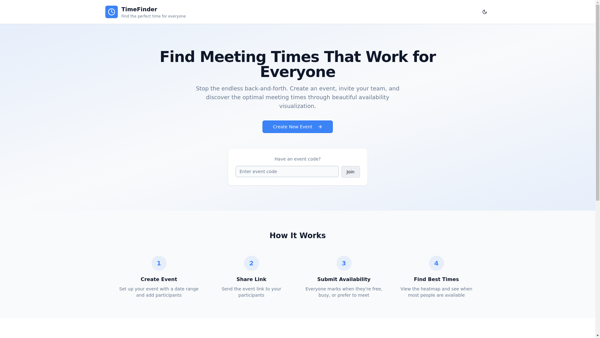 website screenshot of https://timefinder.live/