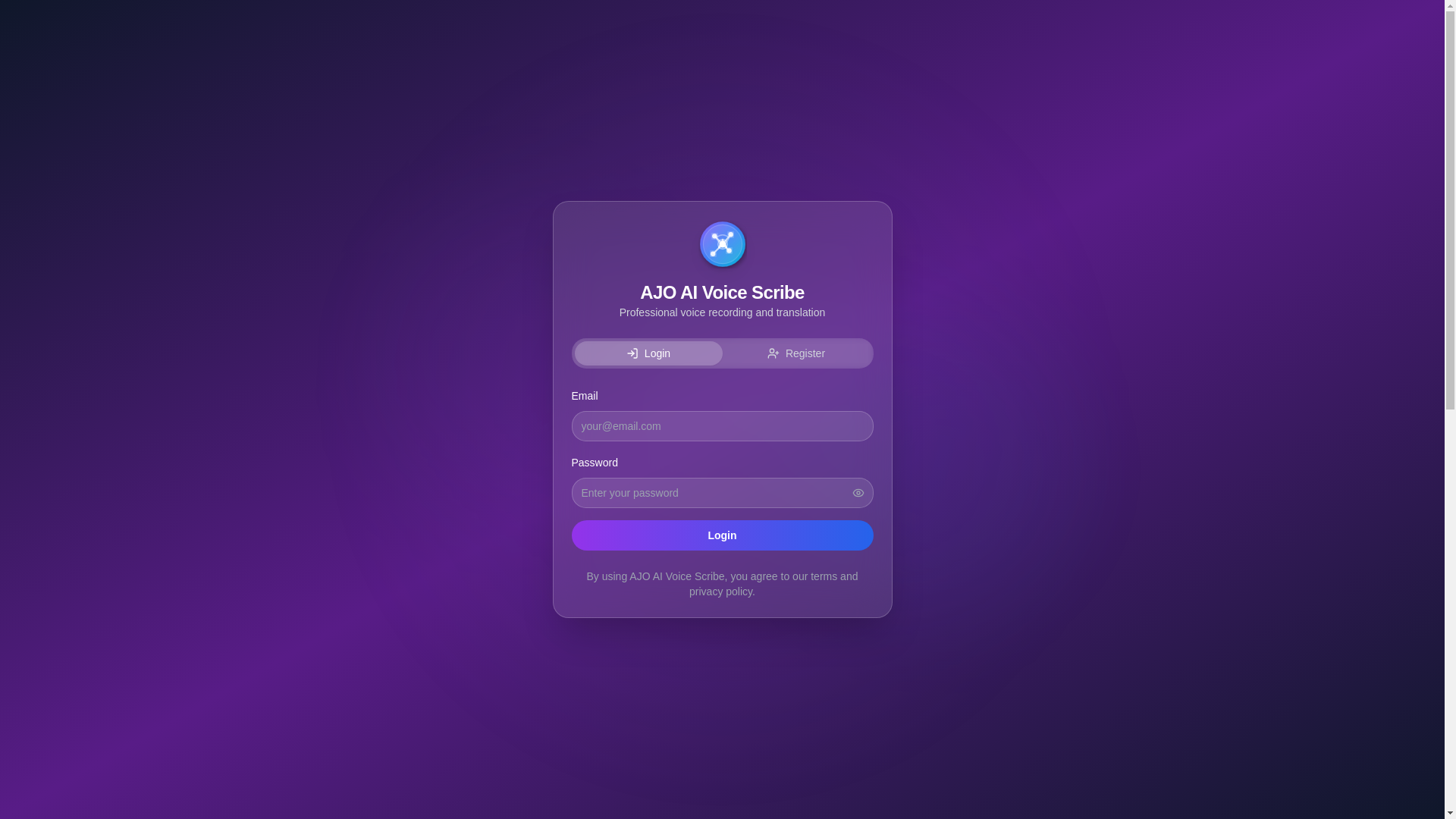 website screenshot of https://ajoaivoicescribe.com/