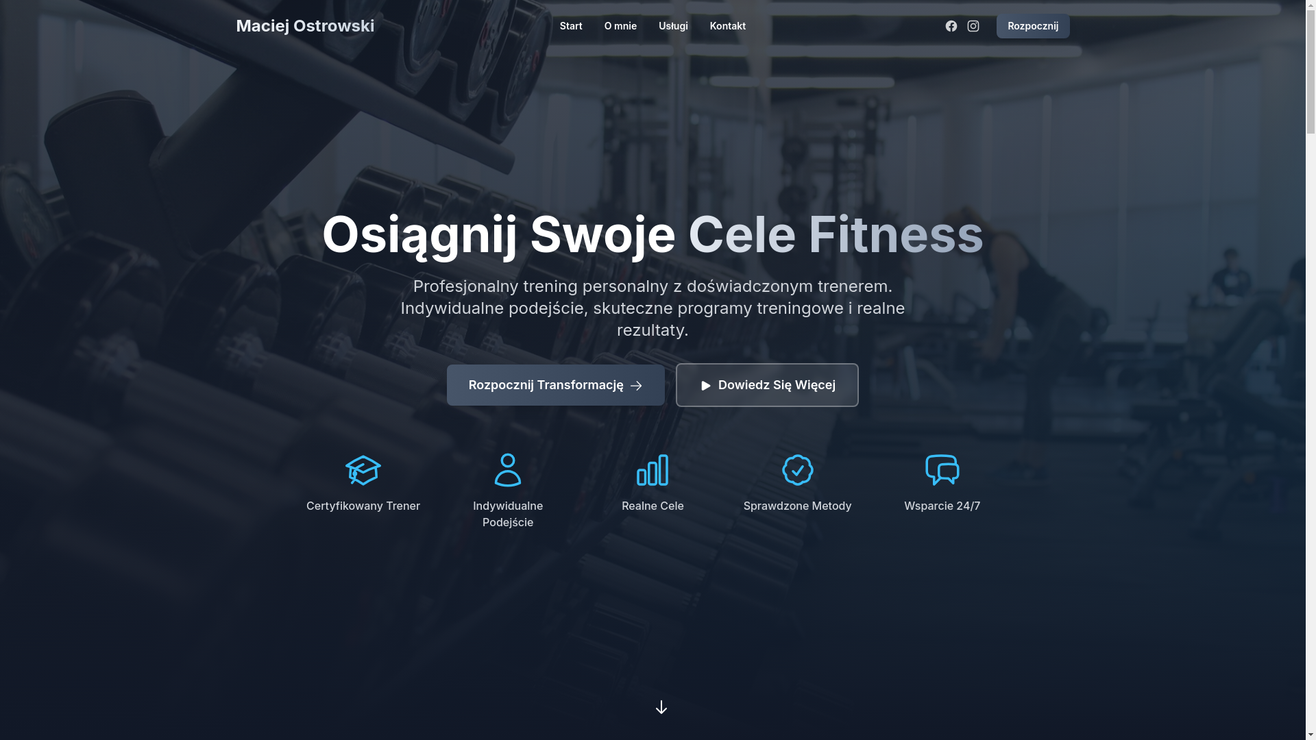 website screenshot of https://trenermaciejos.pl/