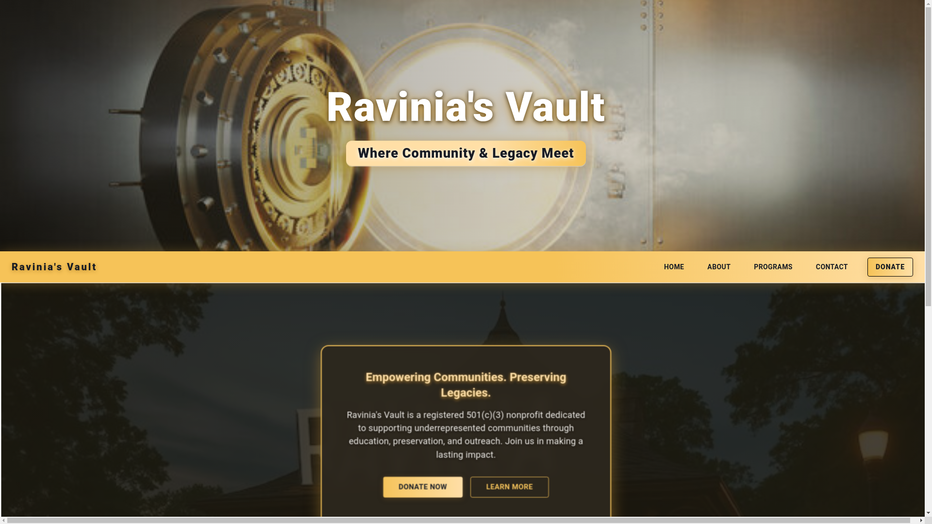 website screenshot of https://raviniasvault.org/