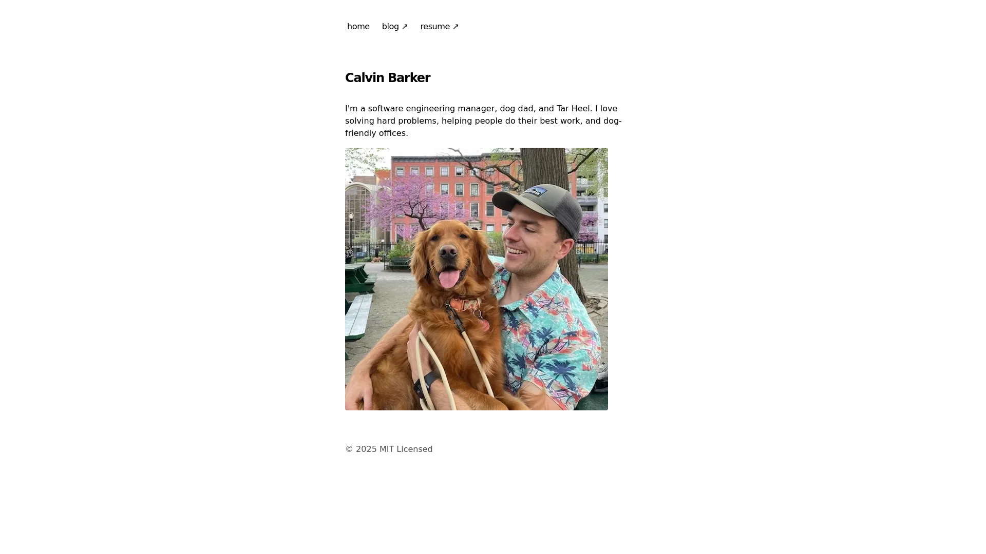 website screenshot of https://calvinbarker.com/