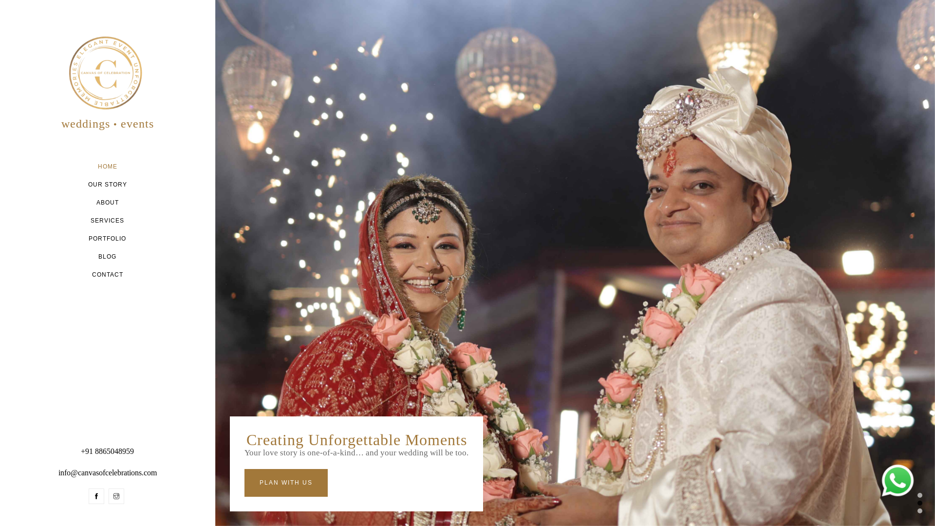 website screenshot of https://canvasofcelebrations.com/