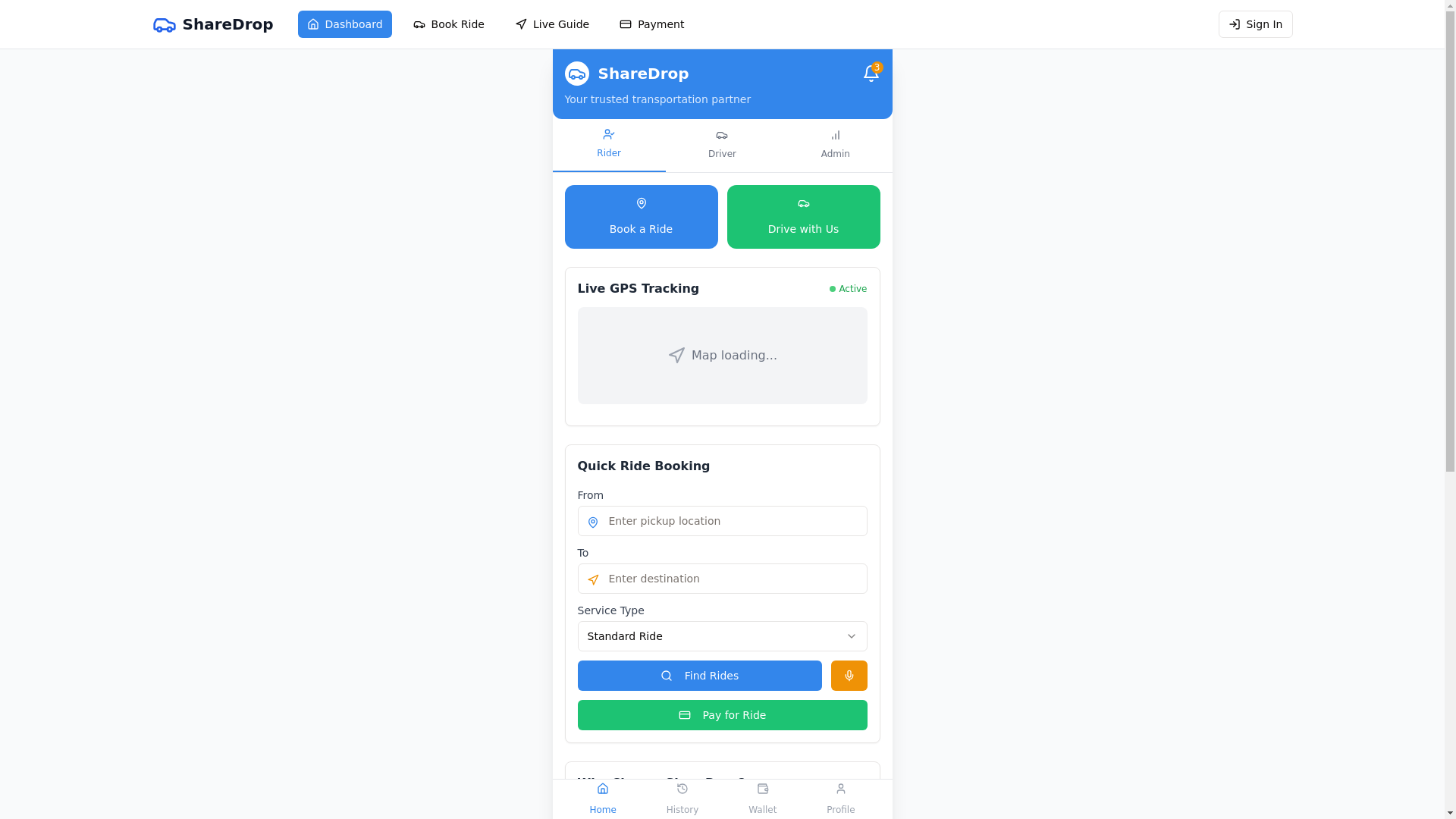 website screenshot of https://sharedrop.trading/