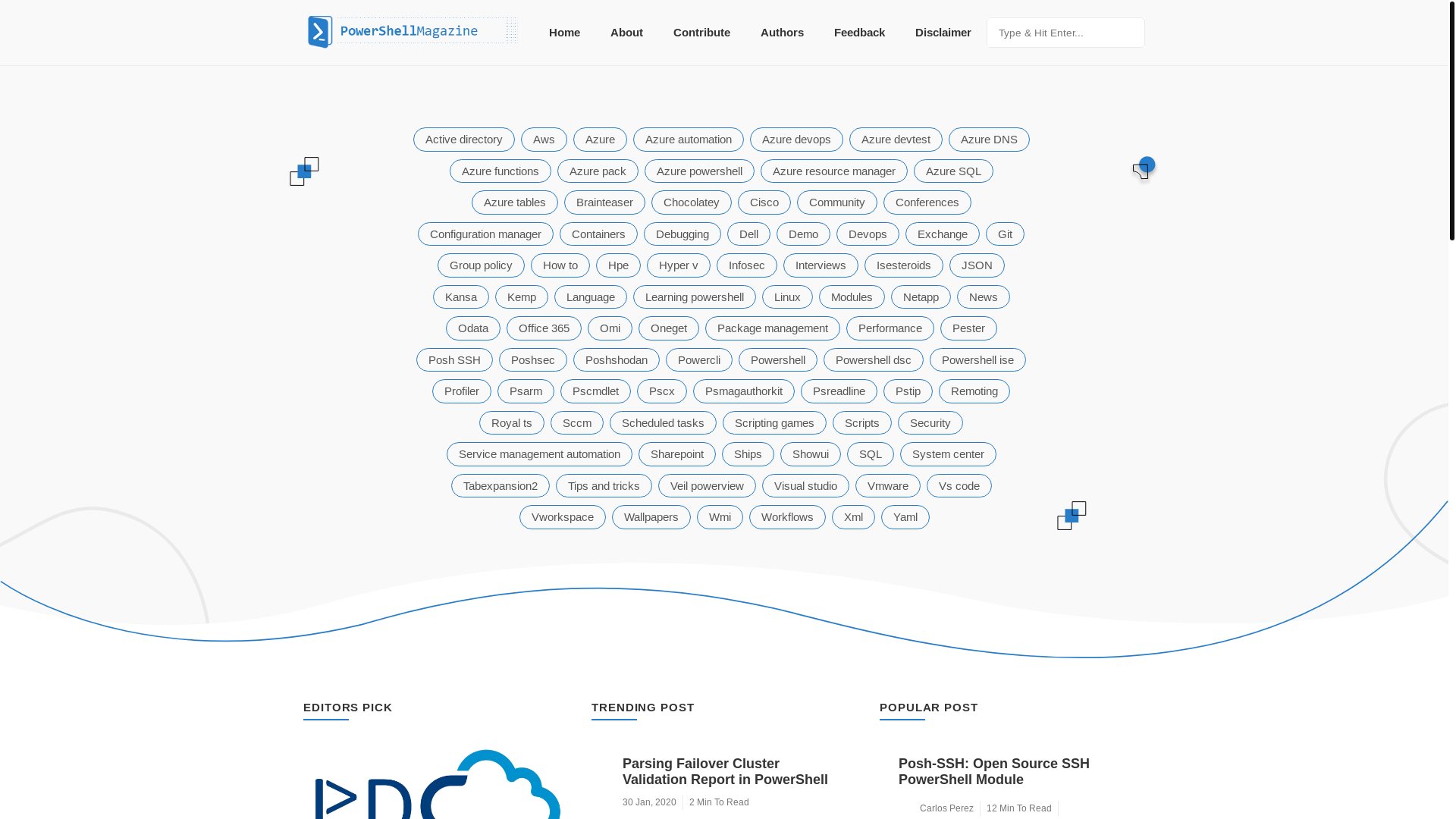 website screenshot of https://powershellmagazine.com/