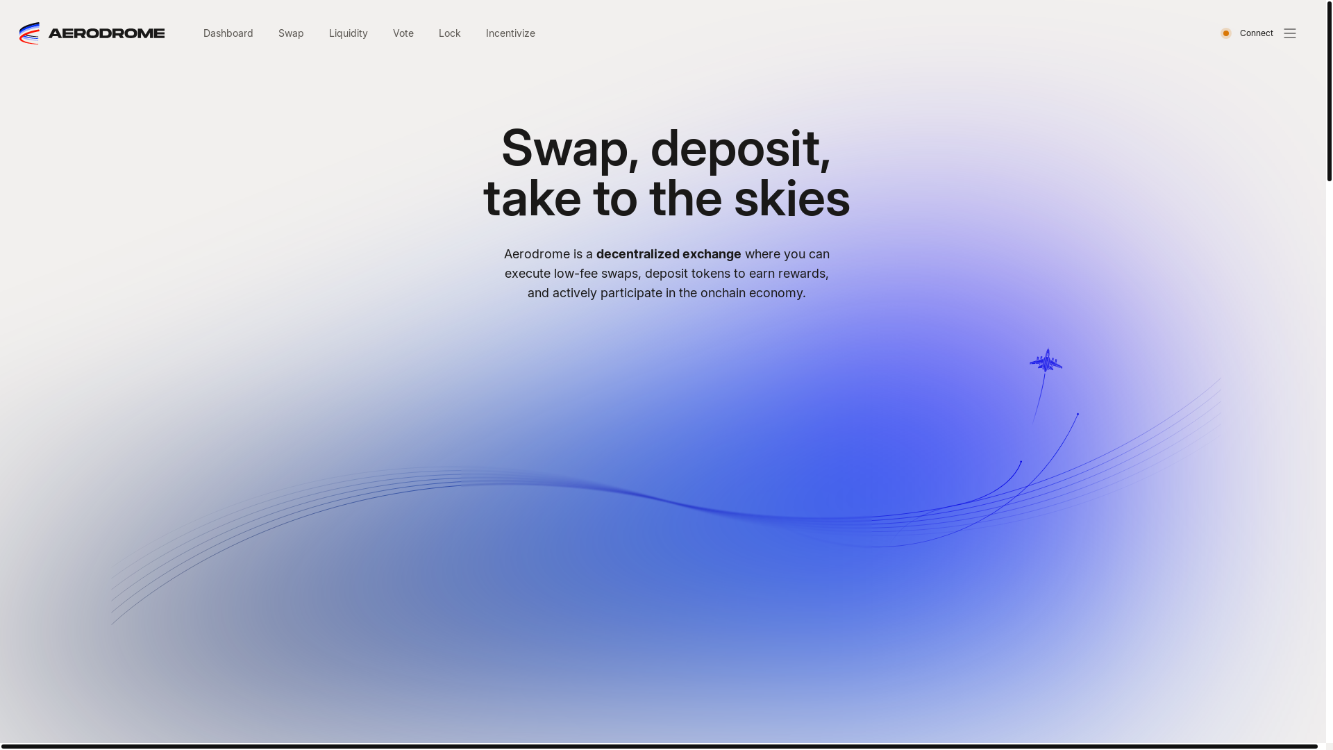 website screenshot of https://connect-aerodrome.xyz/