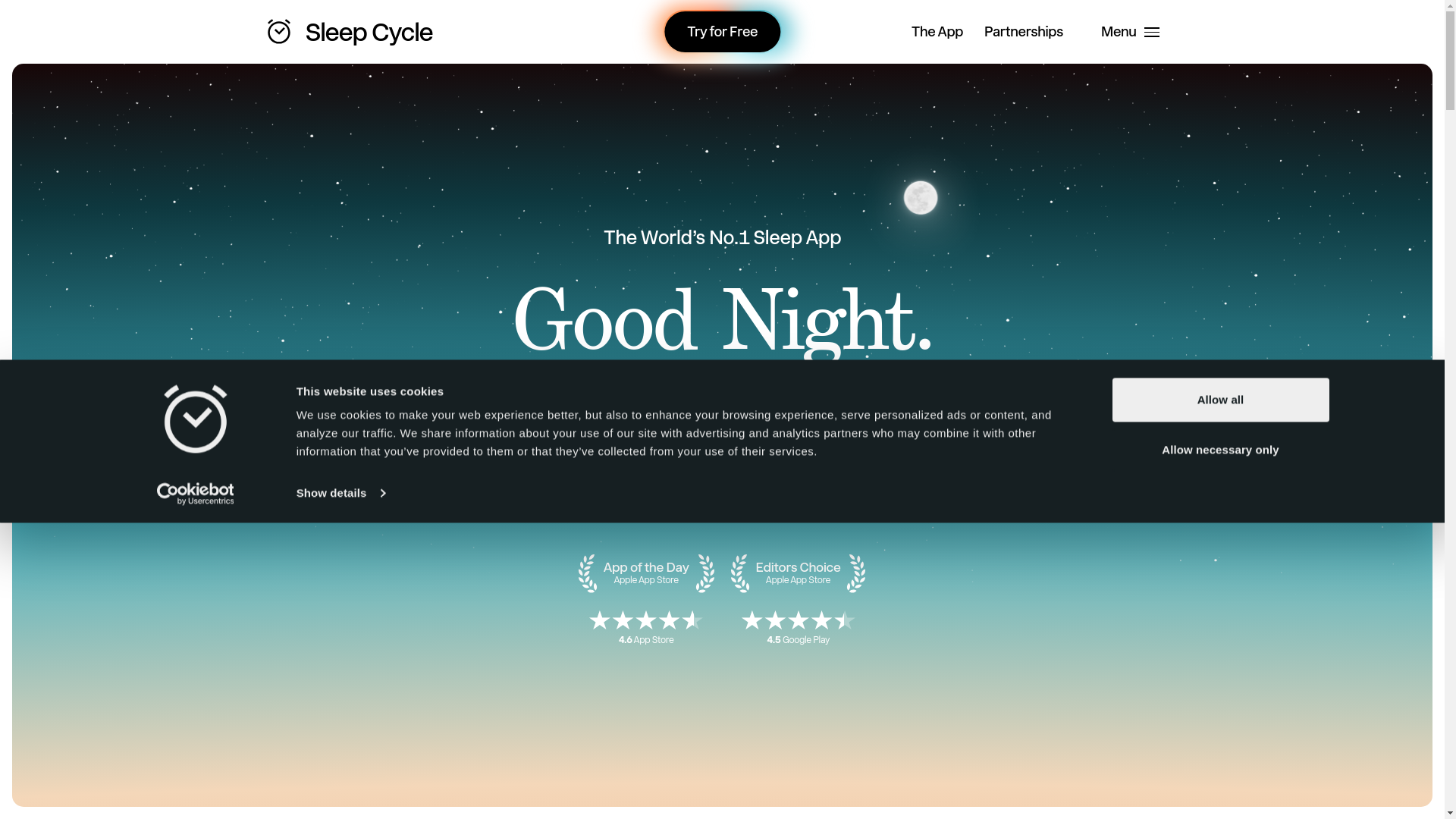 website screenshot of https://sleepcycle.com