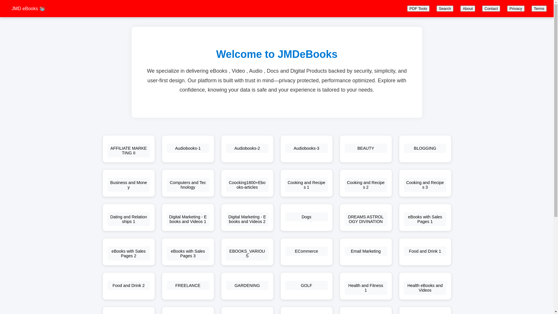 website screenshot of https://jmdebooks.com/