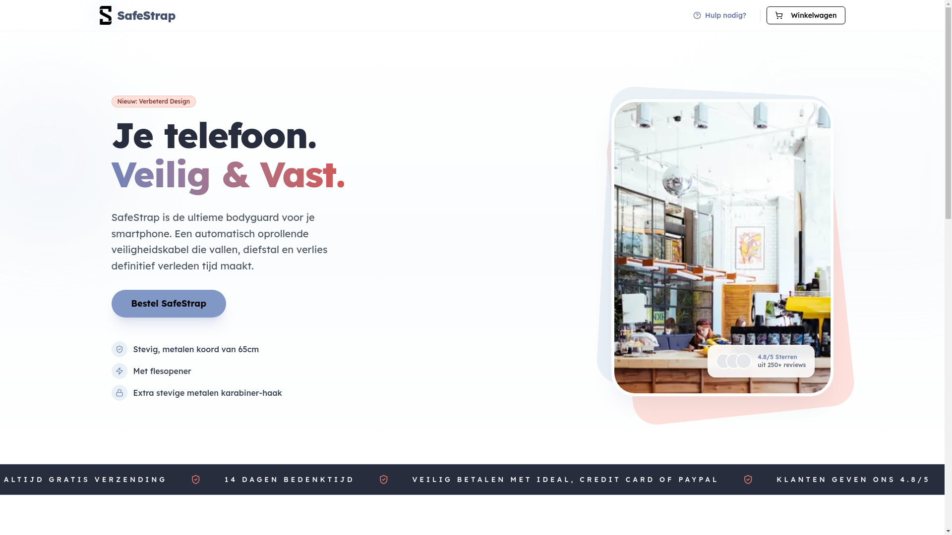 website screenshot of https://safestrap.nl/