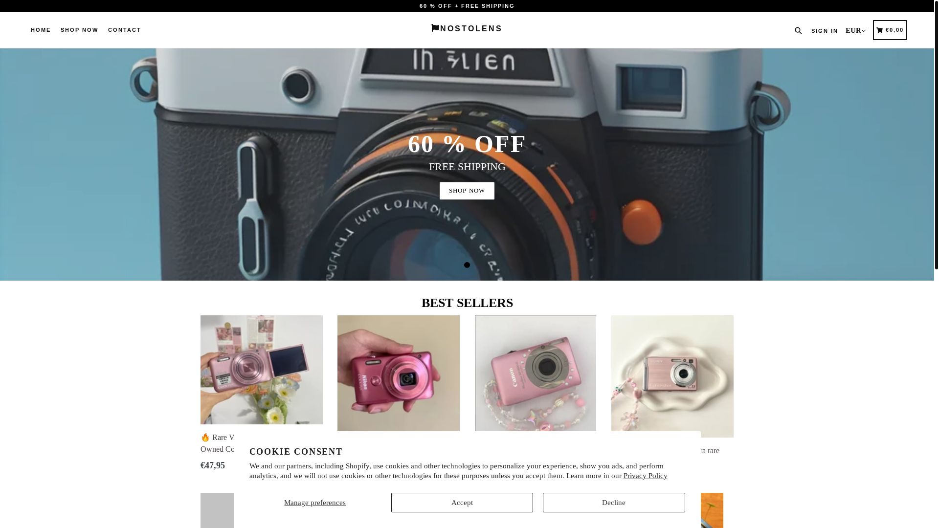 website screenshot of https://nostolens.store/
