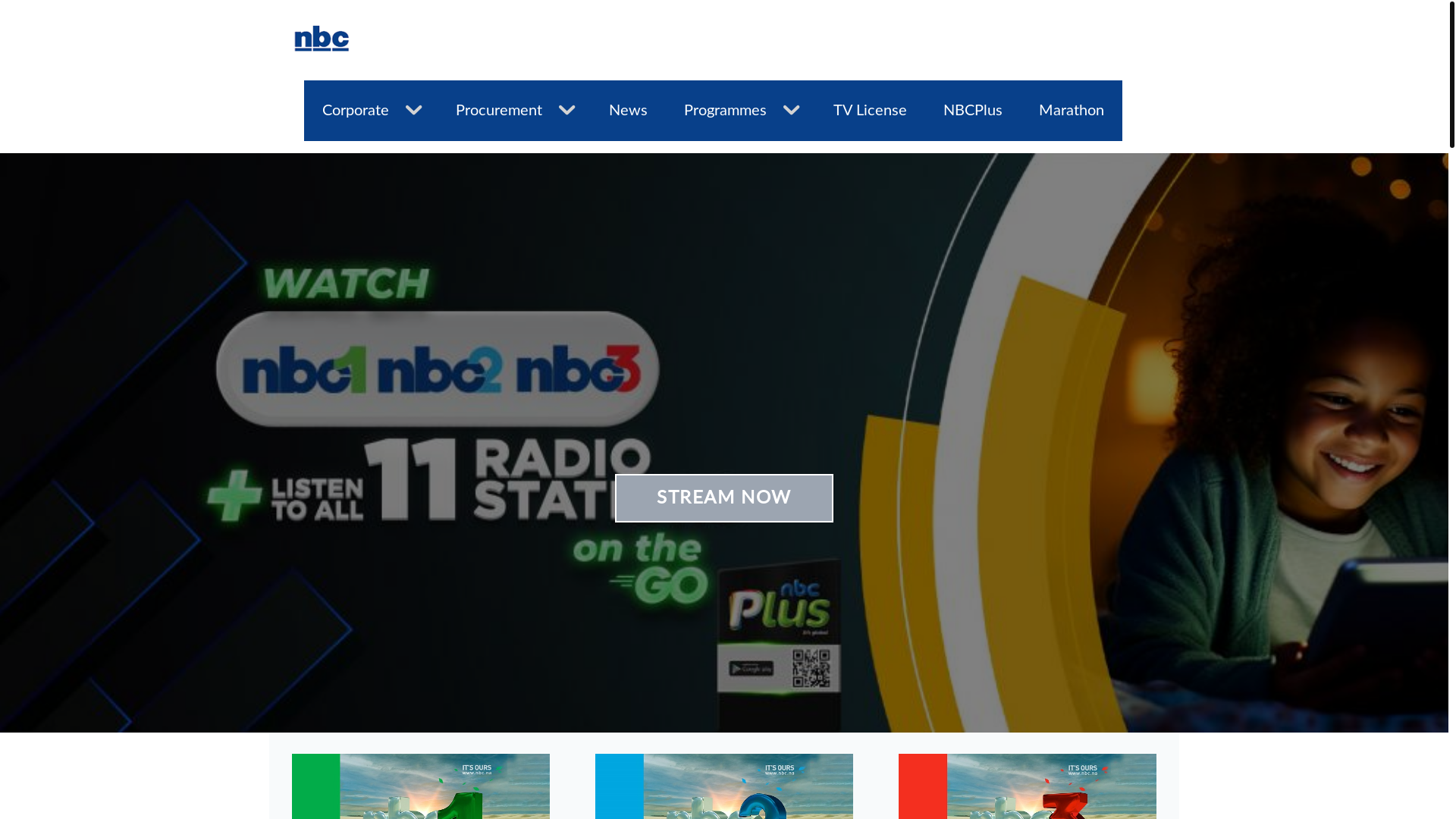 website screenshot of https://nbc.na/