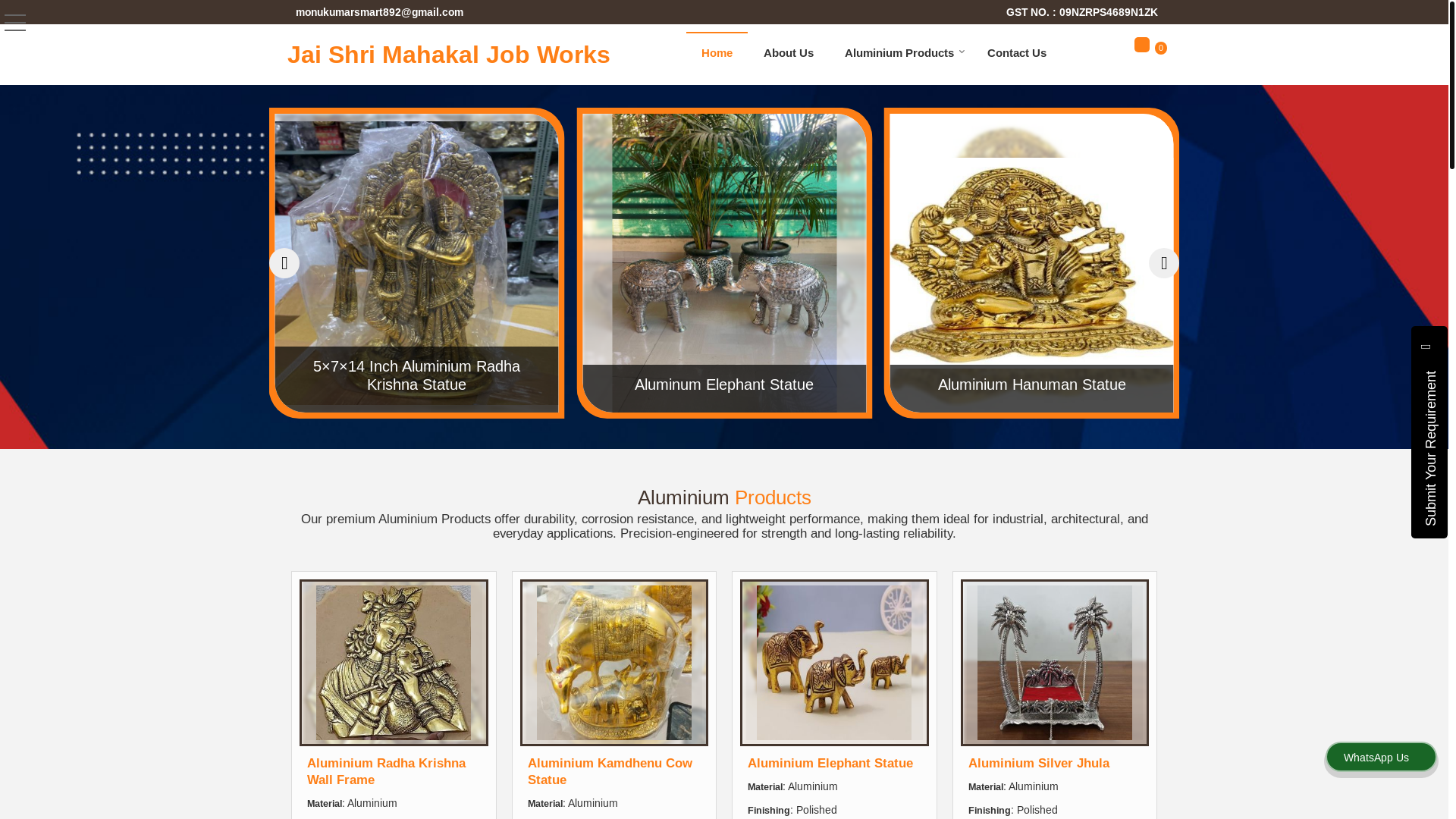 website screenshot of https://jaishrimahakaljobworks.in/