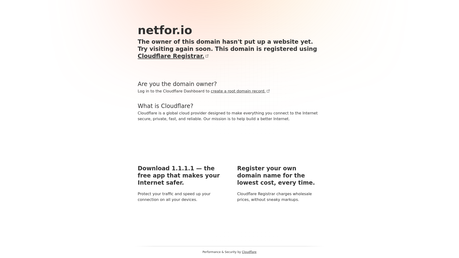 website screenshot of https://netfor.io/