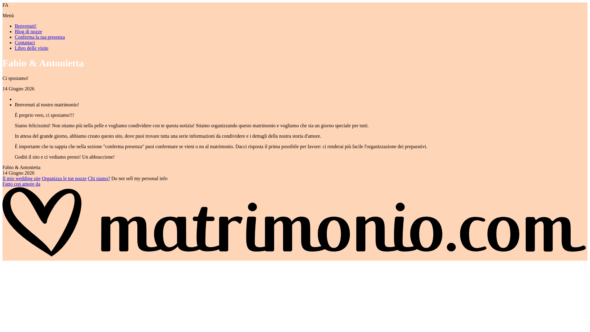 website screenshot of https://fabioeantonietta.com/