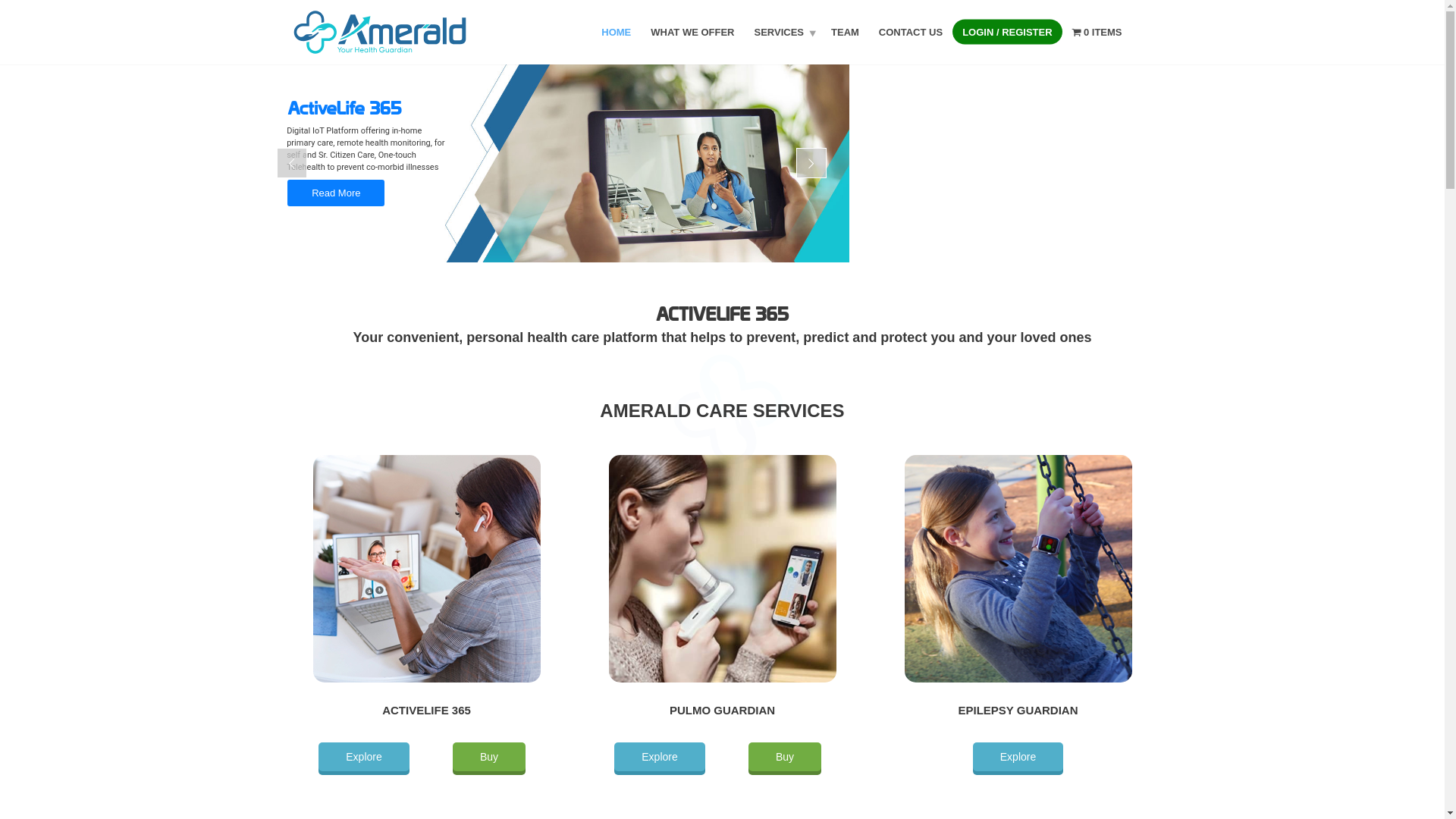 website screenshot of https://amerald.care/
