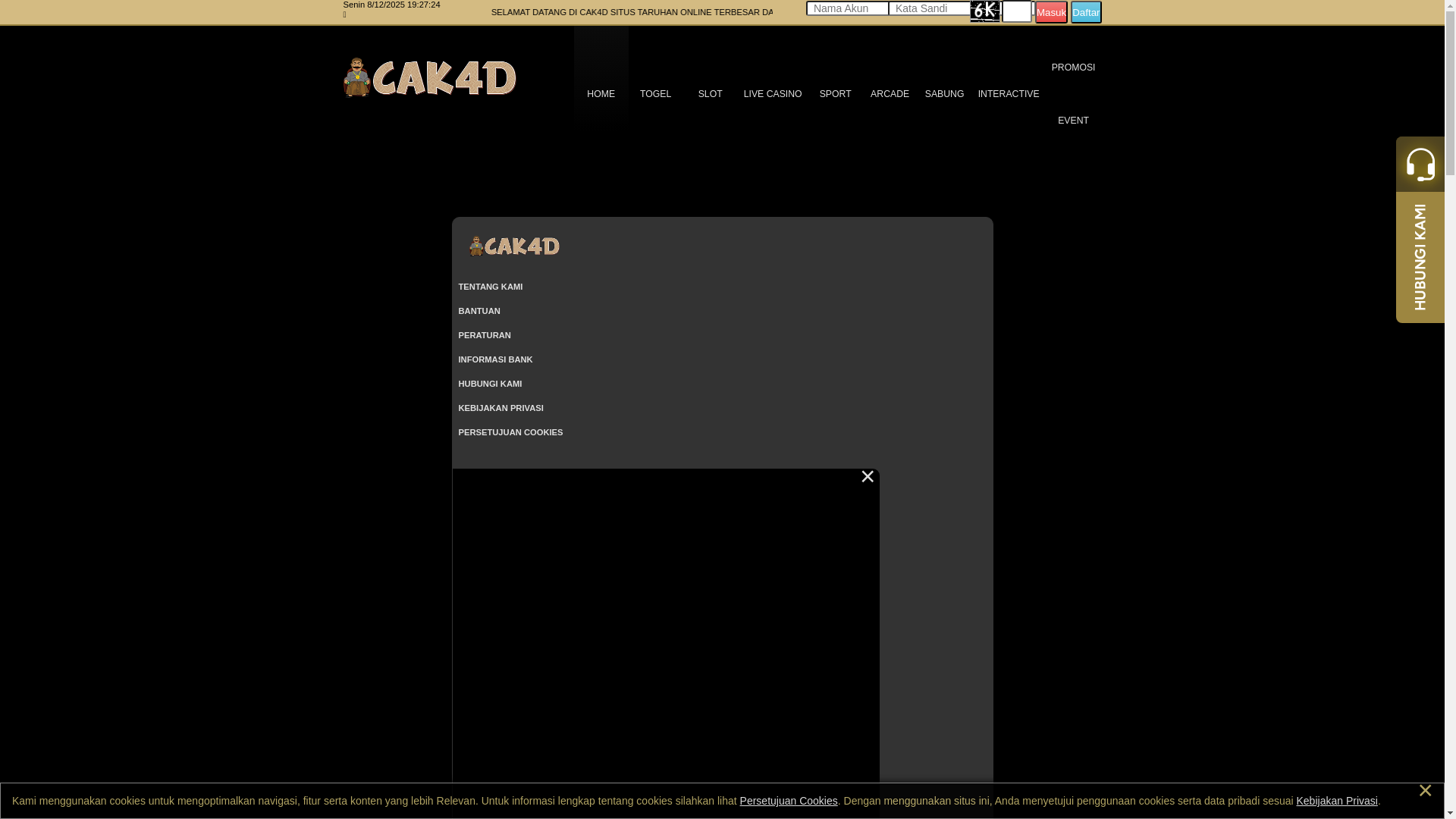 website screenshot of https://cak4dmasuk.online/