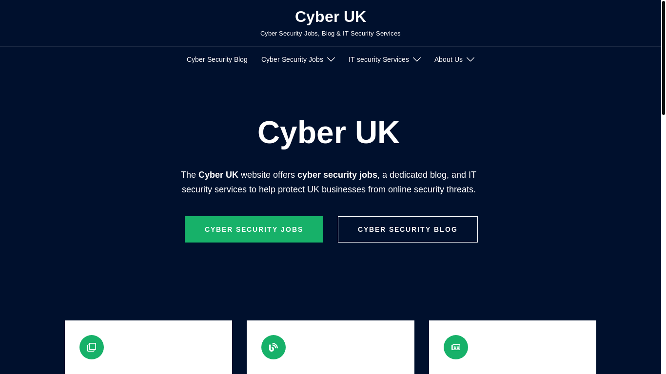 website screenshot of https://cyber-uk.com/