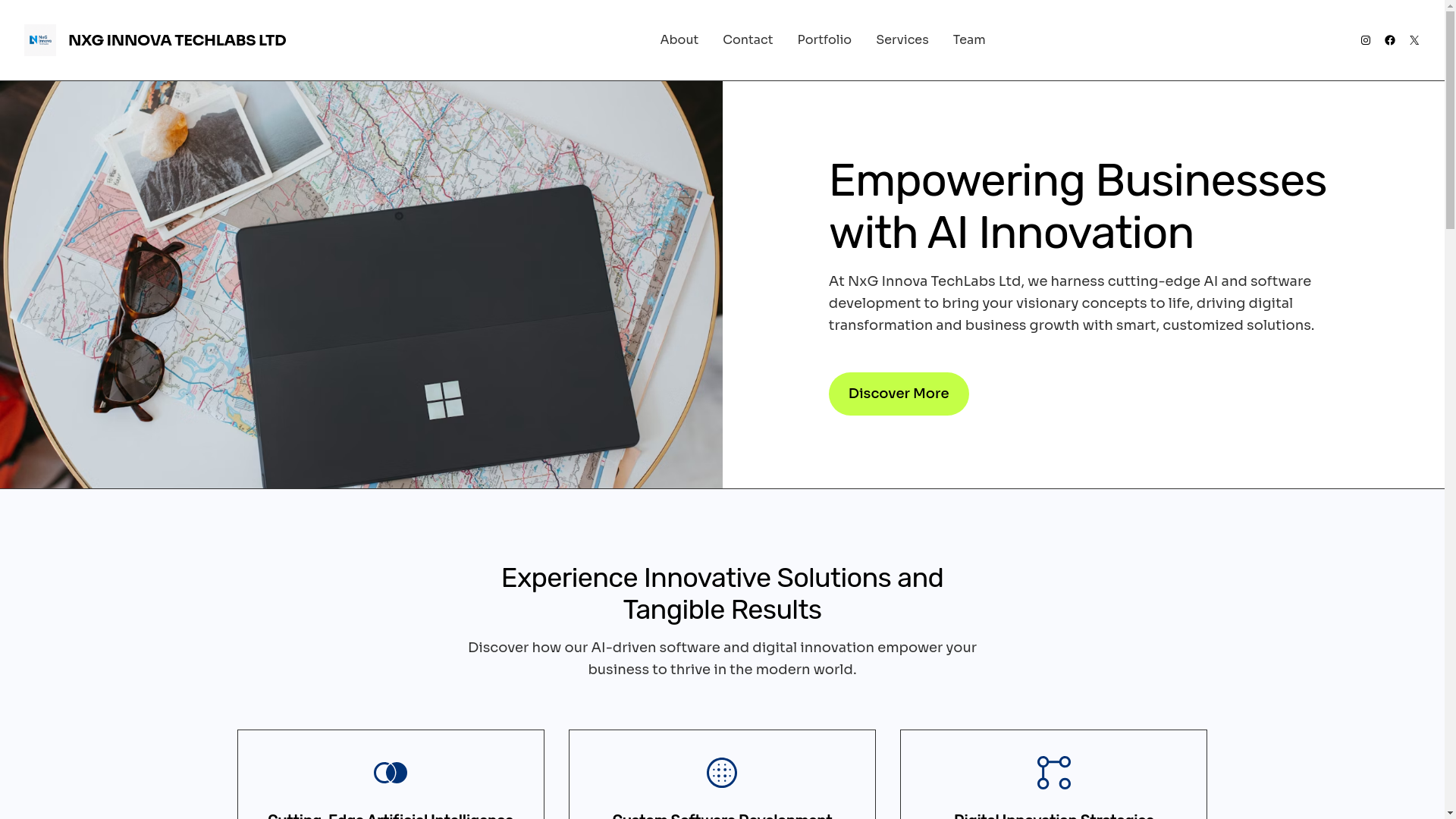 website screenshot of https://nxginnovatechlabs.org.uk/