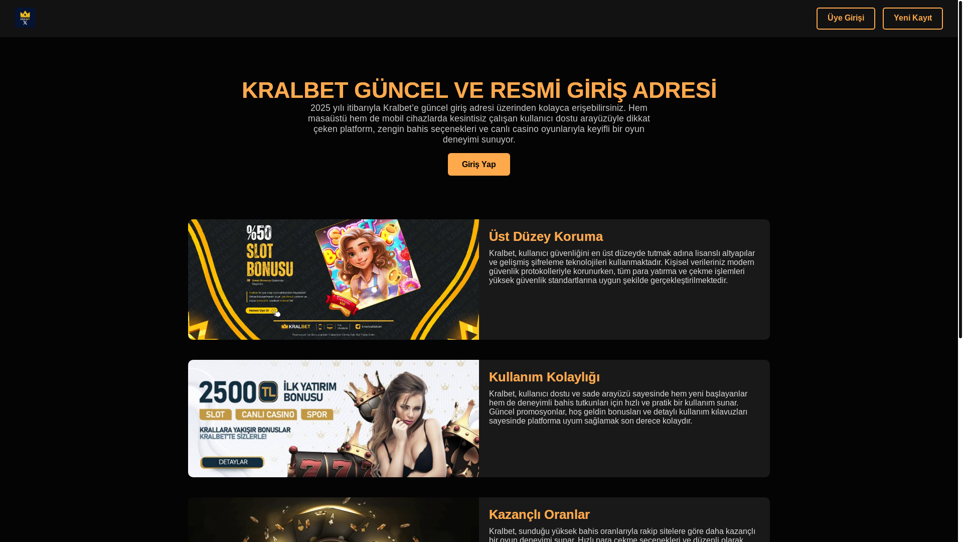 website screenshot of https://kralbet-guncelgiris.com/