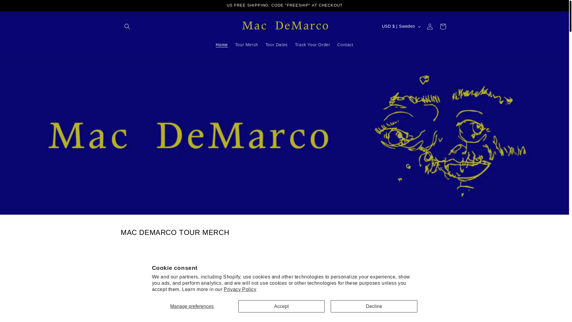 website screenshot of https://merchmacdemarco.com/