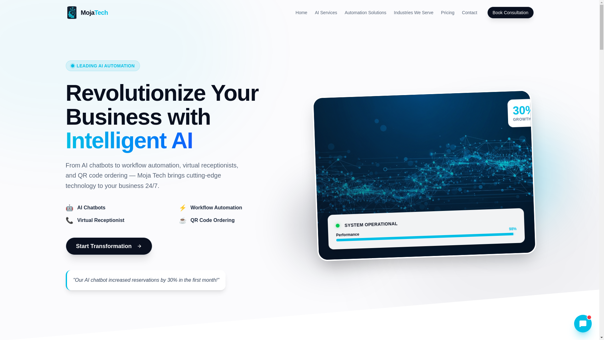website screenshot of https://mojatech.ltd/