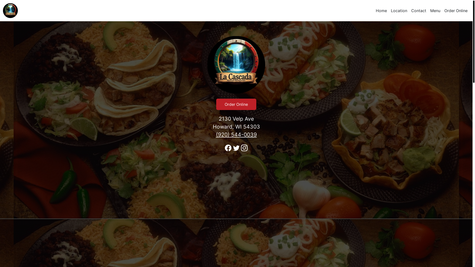 website screenshot of https://lacascadamexicanrestaurantwi.com/