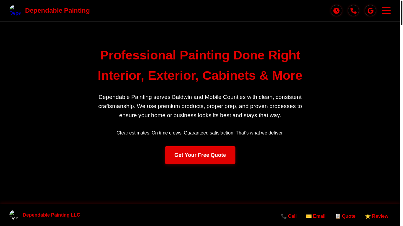 website screenshot of https://dependablepainting.work/