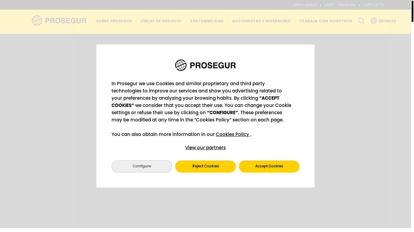 website screenshot of https://prosegur.com/