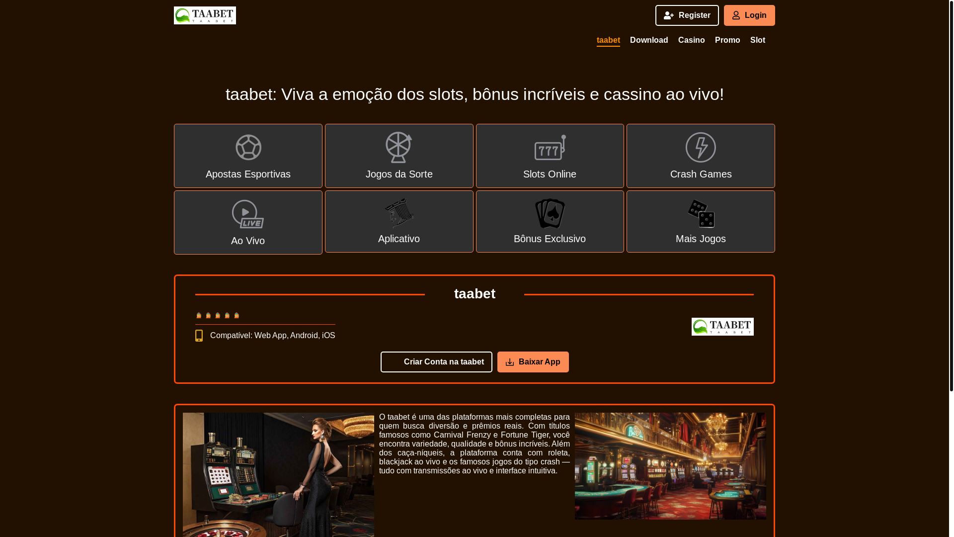 website screenshot of https://taabet-login.com/