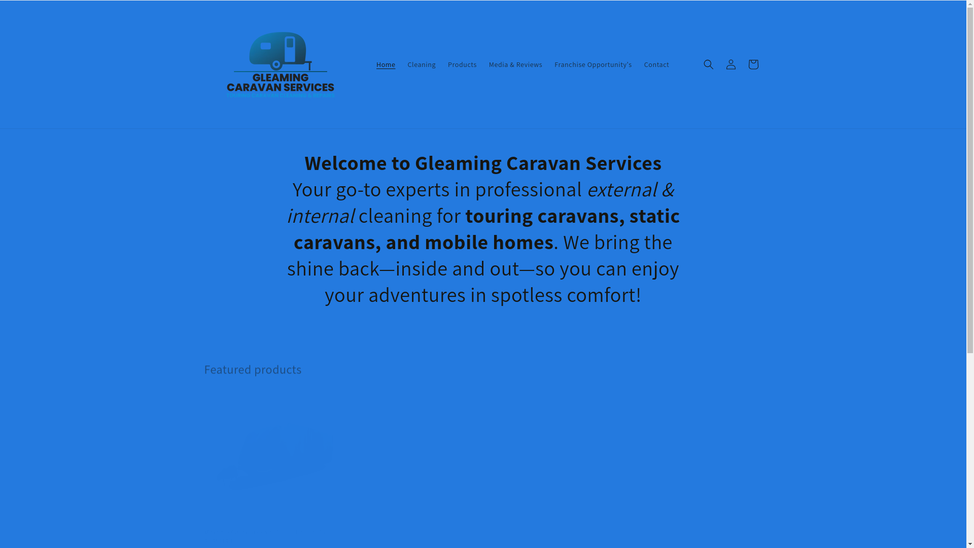 website screenshot of https://gleamingcaravan.co.uk/