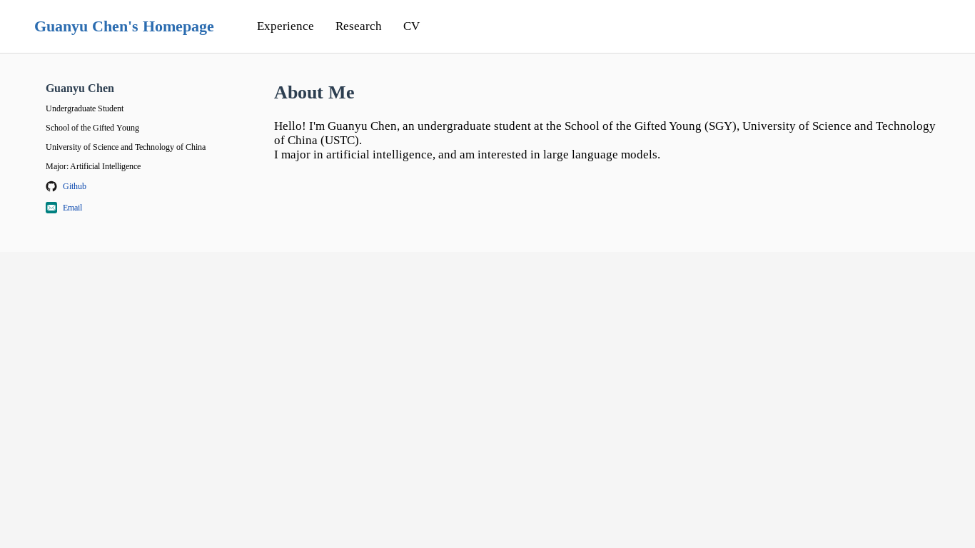 website screenshot of https://gychen.me/