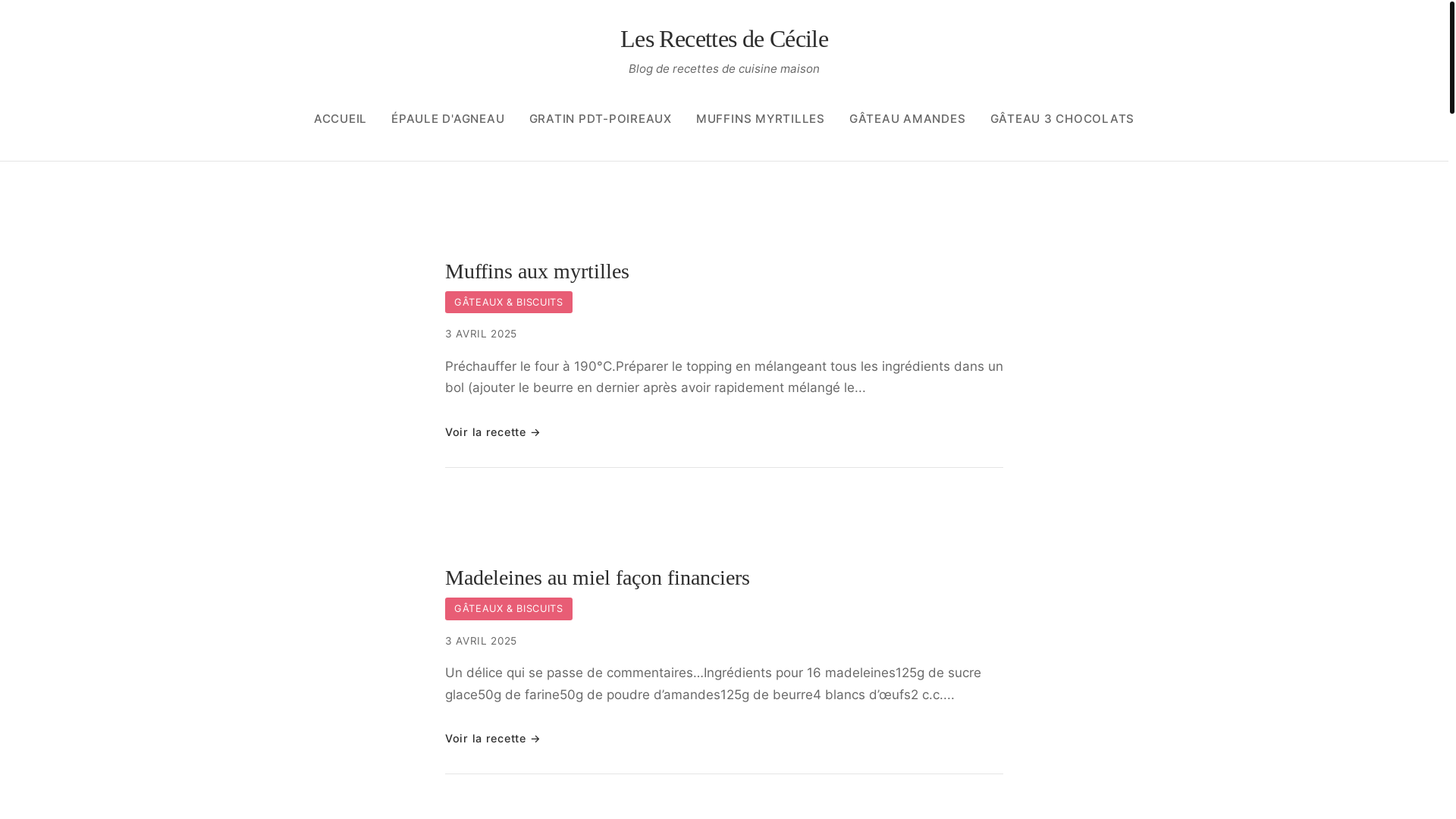 website screenshot of https://lesrecettesdececile.pages.dev/
