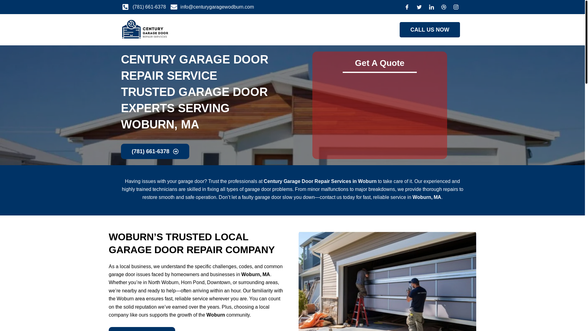 website screenshot of https://centurygaragewodburn.com/
